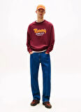 Tommy Jeans Bisiklet Yaka Bordo Erkek Sweatshırt DM0DM22087XIU TJM RLX BOUCLE FNT PL