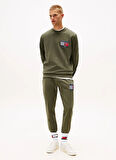 Tommy Jeans Haki Erkek Regular Fit Baskılı Sweatshirt DM0DM22093MRH TJM REG RWB FLAG CREW