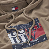 TOMMY HILFIGER Erkek Marka Logolu Kapüşonlu Şık Görünüşlü Bej Sweatshirt DM0DM22092 AFE