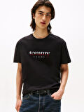 TOMMY HILFIGER Erkek Marka Logolu Bisiklet Yakalı Pamuklu Siyah T-Shirt DM0DM21978 BDS