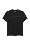 Erkek Bisiklet Yaka Logo Baskılı T-Shirt - Siyah | XS