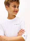 Tommy Hilfiger Nakışlı Beyaz Erkek Çocuk T-Shirt KS0KS00655YBR