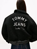 Tommy Hilfiger TJW Teddy Kolej Stili Bomber Kadın Siyah Ceket DW0DW21666BDS