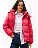 Tommy Hilfiger TJW Kapitone Kadife Şişme Kadın Kırmızı Ceket DW0DW21668XJP