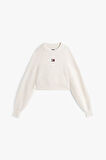 Kadın Boxy Fit Yün Karışımlı Düşük Omuzlu Crop Kazak - Kırık Beyaz | M
