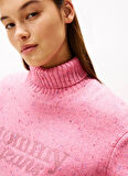 Tommy Jeans Yarım balıkçı Yaka Standart İşlemeli Pembe Kazak Kadın DW0DW21687THC