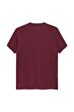 Erkek Slim Fit Bisiklet Yaka Logo Baskılı T-Shirt - Bordo | XS