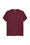 Erkek Slim Fit Bisiklet Yaka Logo Baskılı T-Shirt - Bordo | XL