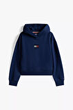 Kız Çocuk Rahat Kalıp Taşlı Amblemli Kapüşonlu Sweatshirt - Lacivert | 12 Yaş