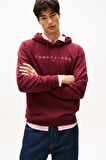 Erkek TJM Regular Linear Logo Kapüşonlu Sweatshirt -  Bordo | M