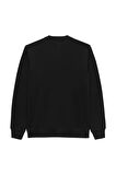 Erkek Logo Baskılı Bisiklet Yaka Sweatshirt - Siyah | S