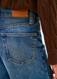 Tommy Hilfiger Yüksek Bel Düz Paça Geniş Fit Mavi Kadın Denim Pantolon WW0WW467311A5