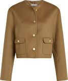 DF WOOL BLEND REG LADY JACKET Kadın Kahverengi Mont - WW0WW47446