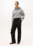 Tommy Hilfiger Kapüşon Yaka Baskılı Gri Kadın Sweatshırt WW0WW46127P61