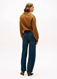 Tommy Hilfiger Yüksek Bel Geniş Paça Standart Koyu Mavi Kadın Denim Pantolon WW0WW467711BK