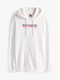 TOMMY HILFIGER Erkek Marka Logolu Kapüşonlu Şık Görünüşlü Beyaz1 Sweatshirt DM0DM22113 YBL