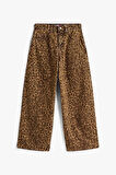 Kadın Charlie Loose Wide Leg Leopar Desenli Jean Pantolon - Çok Renkli | 28/30