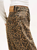 Tommy Hilfiger Charlie Orta Bel Bol Kesim Geniş Leopar Kadın Mavi Jeans DW0DW218331CE