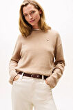 Kadın Soft Wool Relaxed Fit Düşük Omuz Kazak - Bej | L