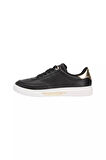 Kadın Altın Rengi Detaylı Kort Sneaker - Siyah | 39