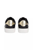 Kadın Altın Rengi Detaylı Kort Sneaker - Siyah | 39