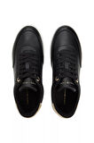 Kadın Altın Rengi Detaylı Kort Sneaker - Siyah | 39