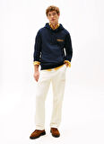 Tommy Hilfiger Kapüşon Yaka Mavi Erkek Sweatshırt MW0MW40065DW5_HILFIGER HERALD GRAPH