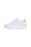Kadın Metalik Detaylı Platform Tabanlı Sneaker - Beyaz/Gold | 36