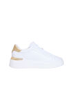 Kadın Metalik Detaylı Platform Tabanlı Sneaker - Beyaz/Gold | 36