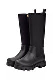Kadın Warm Lined Fermuarlı Uzun Yağmur Çizmesi - Siyah | 38