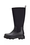 Kadın Warm Lined Fermuarlı Uzun Yağmur Çizmesi - Siyah | 38