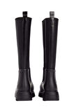 Kadın Warm Lined Fermuarlı Uzun Yağmur Çizmesi - Siyah | 38