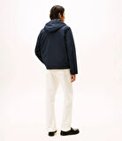 Tommy Hilfiger İkonik Renk Bloklu Kapüşonlu Erkek Mavi Ceket MW0MW41082DW5