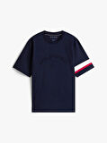 Tommy Hilfiger İkonik Renk Bloklu Eklemeli Erkek Mavi T-shirt MW0MW40018DW5