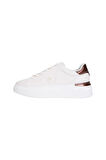 Kadın Metalik Detaylı Platform Tabanlı Sneaker - Beyaz/Bronz | 40