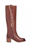 Kadın Blok Topuklu Uzun Binici Çizmesi - Taba | 37