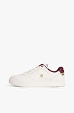 Kadın TH Monogram Plaque Court Sneakers - Beyaz/Bordo | 37