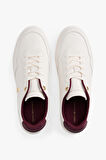 Kadın TH Monogram Plaque Court Sneakers - Beyaz/Bordo | 37