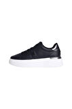 Kadın Metalik Detaylı Platform Tabanlı Kort Sneaker - Siyah | 37