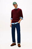 Erkek Regular Fit Kuzu Yünü Bisiklet Yaka Kazak - Bordo | L