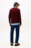 Erkek Regular Fit Kuzu Yünü Bisiklet Yaka Kazak - Bordo | L