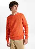 Tommy Hilfiger Bisiklet Yaka Normal Turuncu Erkek Kazak MW0MW33132SCX_CLASSIC COTTON CABLE