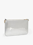 Tommy Hilfiger TH Icon Metalik Zincirli Omuz Kadın Gri Cüzdan AW0AW18219PE6