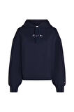 Kadın Balon Kollu Kapüşonlu Sweatshirt - Lacivert | L