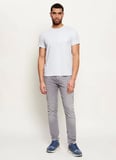 Calvin Klein Mavi Erkek Logo Baskılı T-Shirt LV04LC240GCIQ_SS SLIM STRETCH COTTO