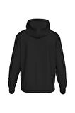 Erkek Regular Fit Logo Baskılı Kapüşonlu Kanguru Cepli Sweatshirt - Siyah | M