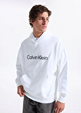 Calvin Klein Bisiklet Yaka Beyaz Erkek Sweatshırt LV14LD229GYAF_LS STANDARD LOGO PREM