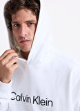 Calvin Klein Bisiklet Yaka Beyaz Erkek Sweatshırt LV14LD229GYAF_LS STANDARD LOGO PREM