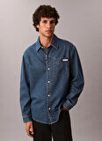 Calvin Klein Jeans Regular Fit Mavi Erkek Denim Gömlek LV04RD764G011 CLASSIC HARBOUR BLUE