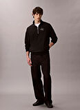 Calvin Klein Jeans Fermuarlı Yaka Siyah Erkek Sweatshırt LV04RD236GUB1 LS PREMIUM TERRY MICR